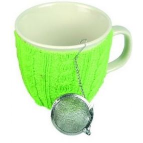 VS GOA hrnek na čaj se zeleným svetrem a sítkem bílá-zelená